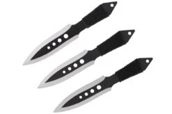 Dagues Kunai Noir & Chrome, Acier Inox - Lot De 3 (19 Cm)
