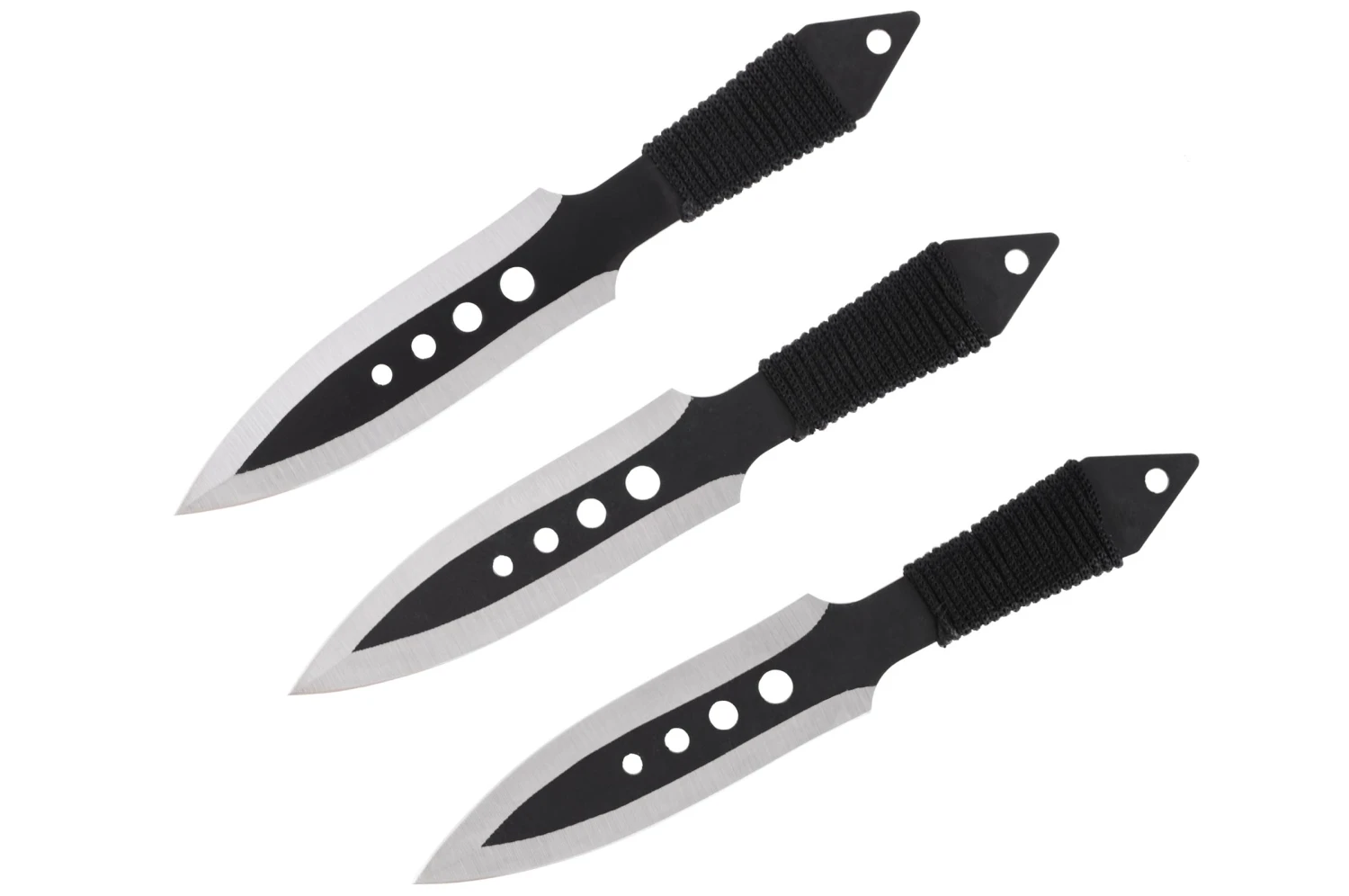Dagues Kunai Noir & Chrome, Acier Inox - Lot De 3 (19 Cm) 3 Dagues Kunai Noir & Chrome, Acier Inox - Lot De 3 (19 Cm)