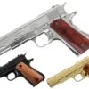 Pistolet Acier, Crosse Bois - Réplique M1911 -Martiaux Boutique pistolet acier bois chrome replique m1911